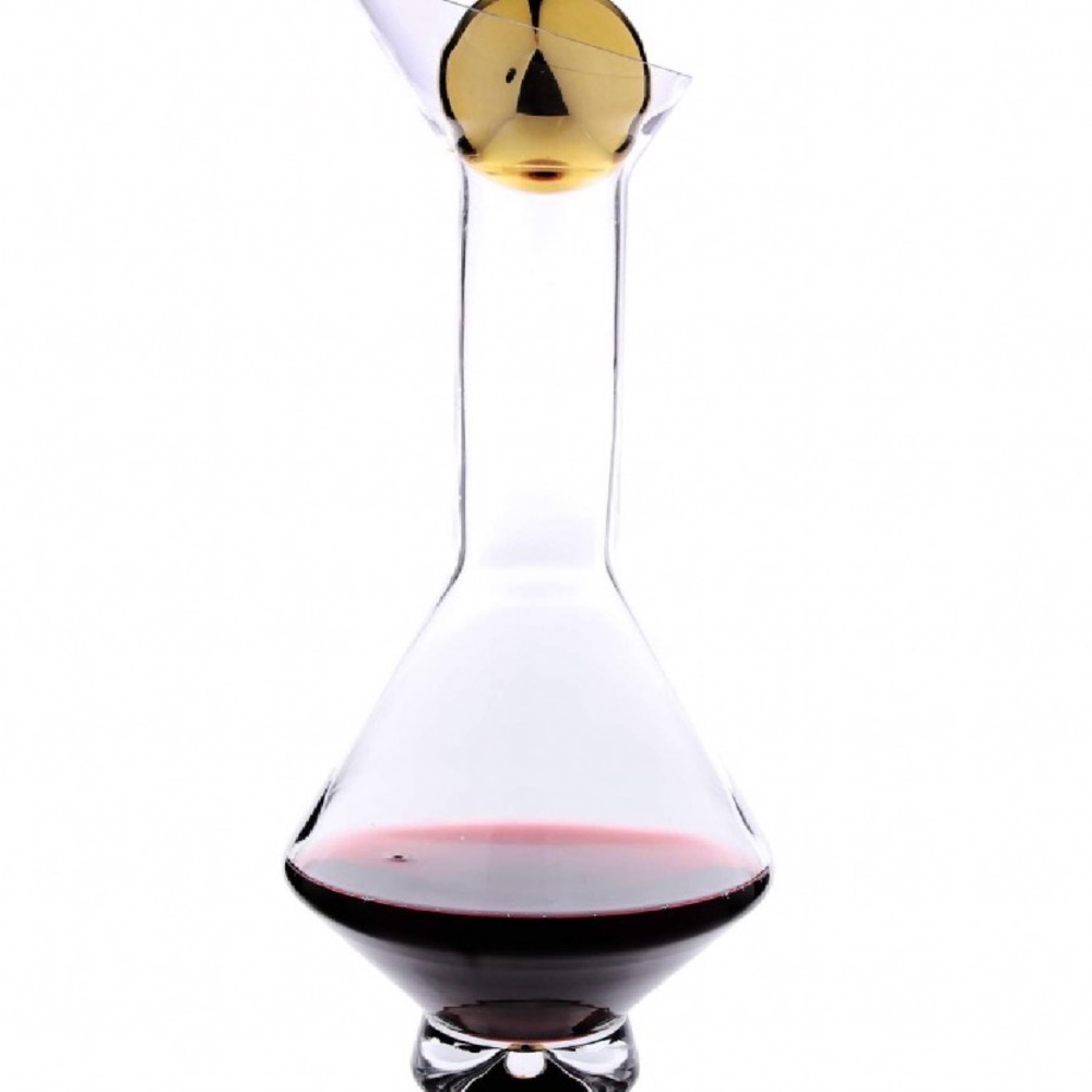 Clear Glass Decanter with Gold Stopper - Picture 2 of 2